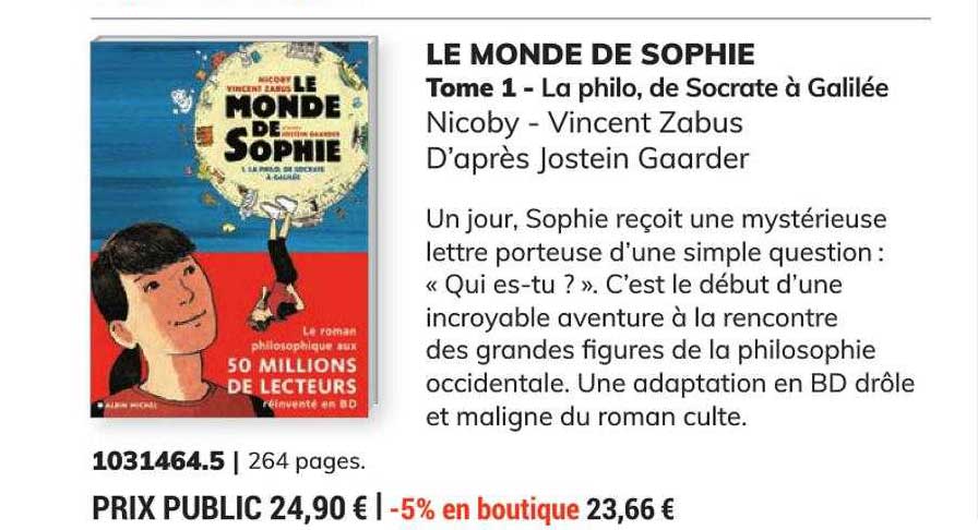 le monde de sophie tome 1 - la philo, de socrate à galilée - nicoby - vincent zabus