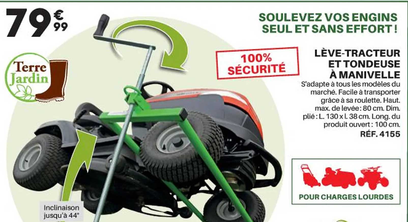 lève-tracteur et tondeuse à manivelle
