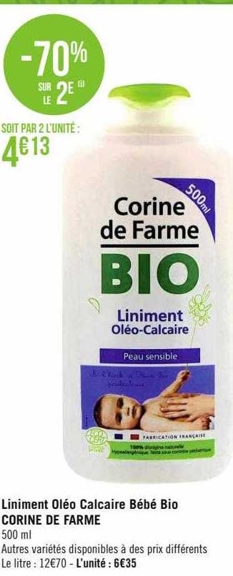 liniment oléo calcaire bébé bio corine de farme