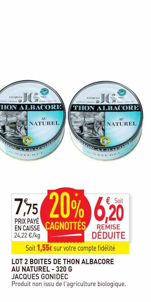 lot 2 boites de thon albacore au naturel jacques gonidec