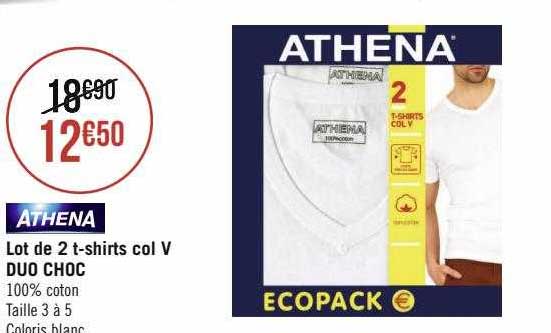 lot de 2 t-shirts col v duo choc athena