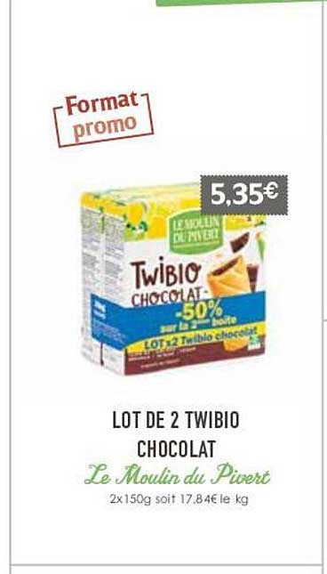 lot de 2 twibio chocolat le moulin du pivert