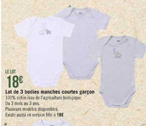 Lot De 3 Bodies Manches Courtes Garçon