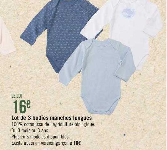 lot de 3 bodies manches longues