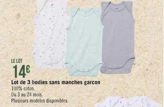 lot de 3 bodies sans manches garçon
