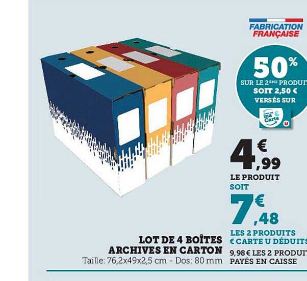 lot de 4 boîtes archives en carton