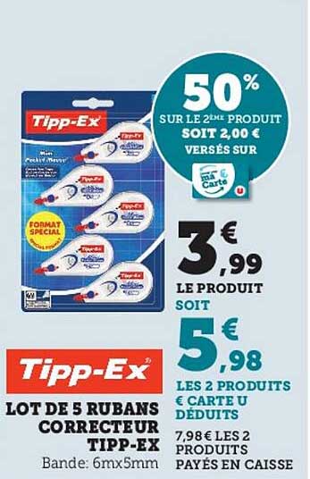 lot de 5 rubans correcteur tipp-ex