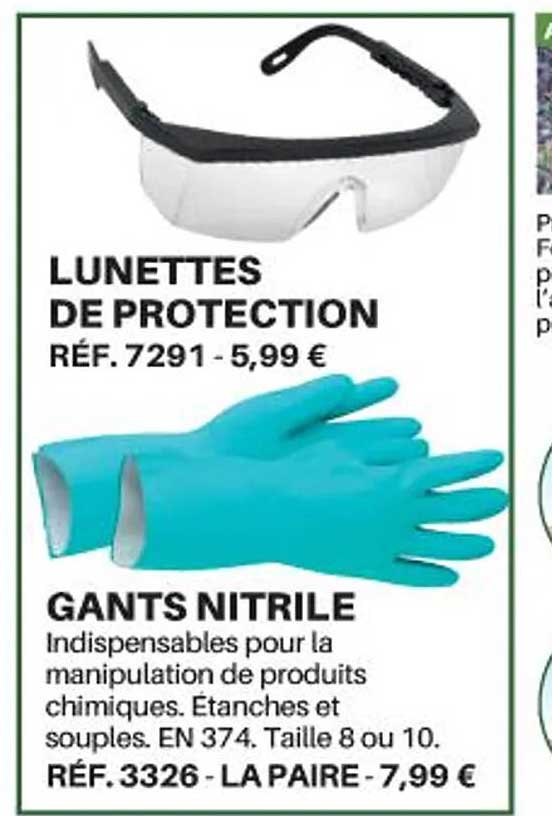 Lunettes De Protection, Gants Nitrile