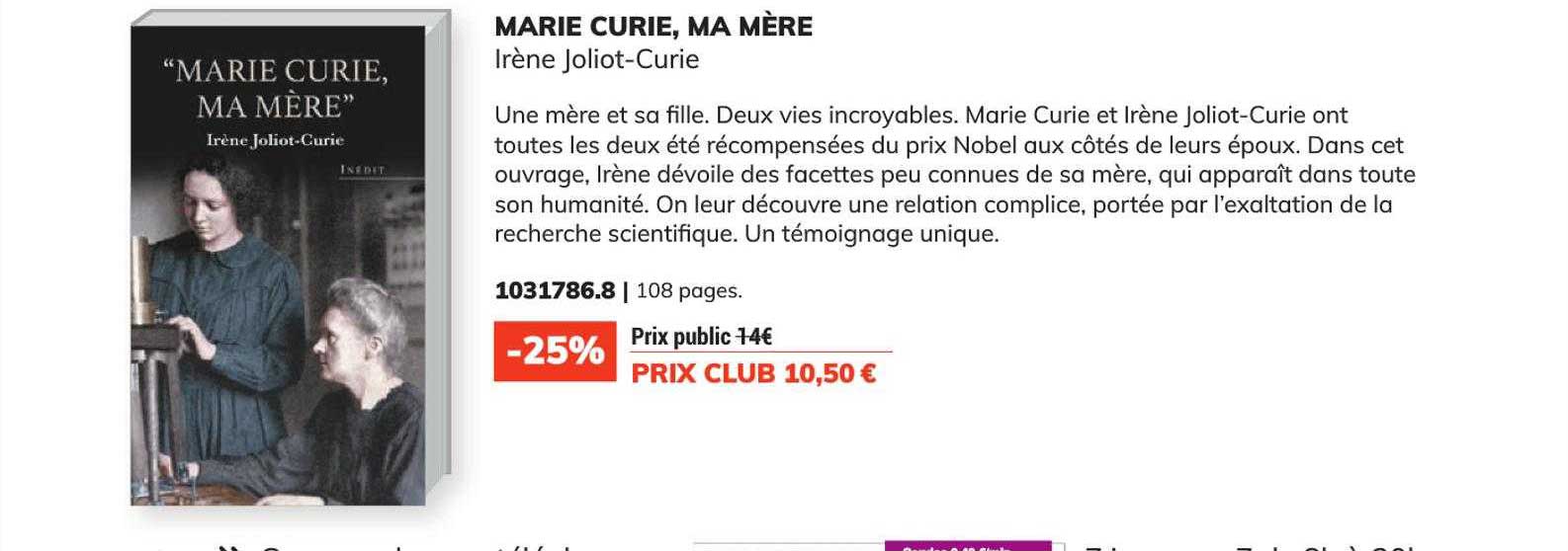 marie curie, ma mère - irène joliot-curie