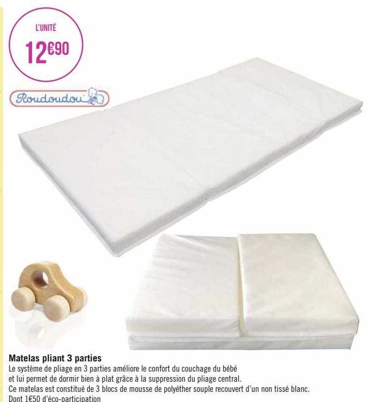 matelas pliant 3 parties roudoudou