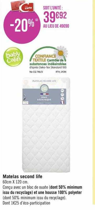 matelas second life baby calin