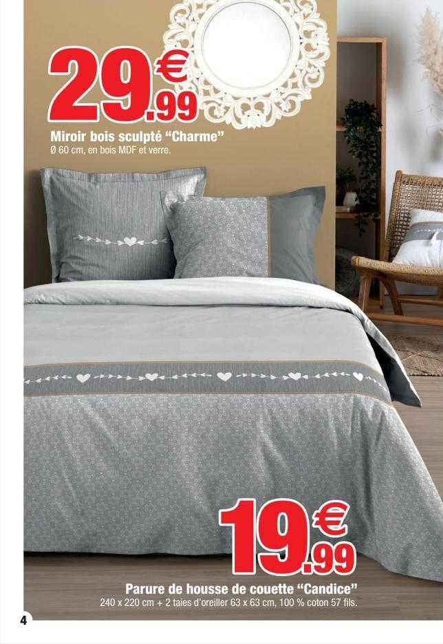 miroir bois sculpté "charme" parure de housse de couette "candice"