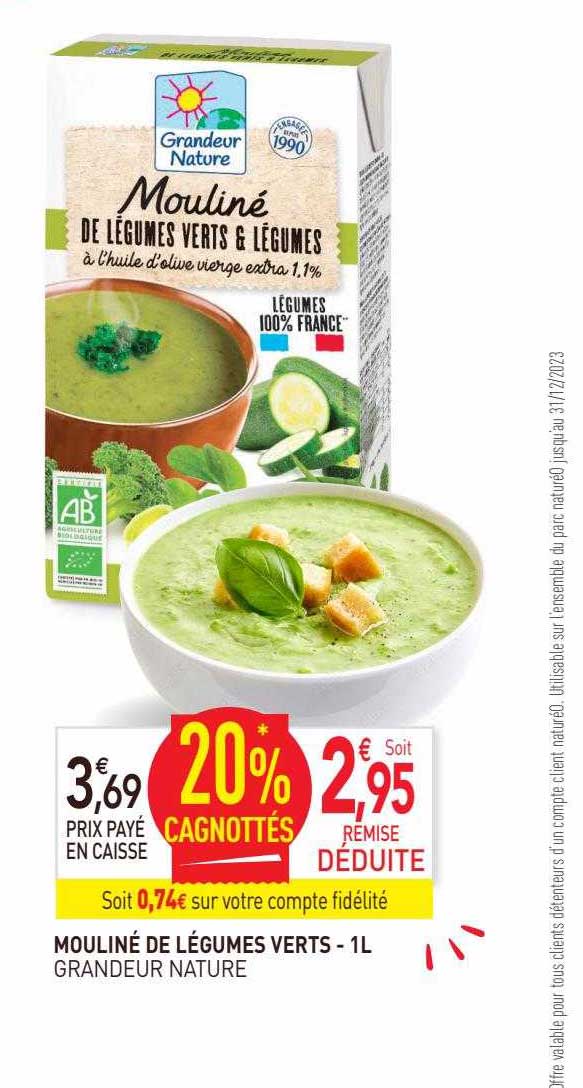 mouliné de légumes verts grandeur nature