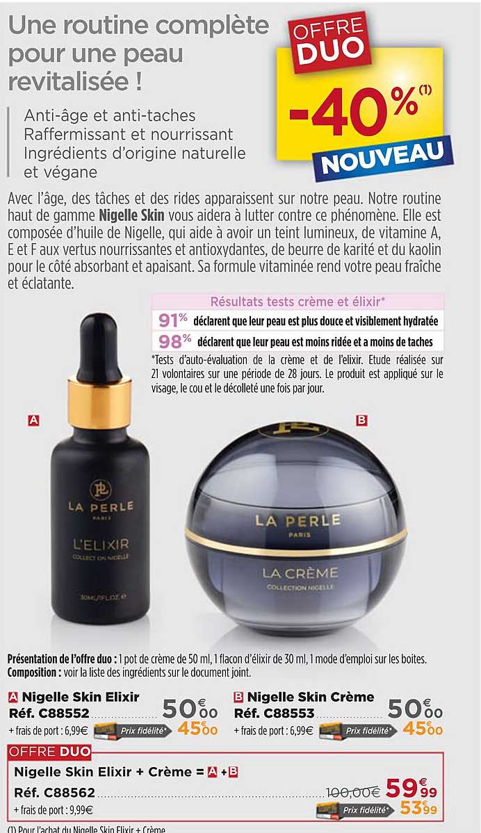 nigelle skin elixir + crème