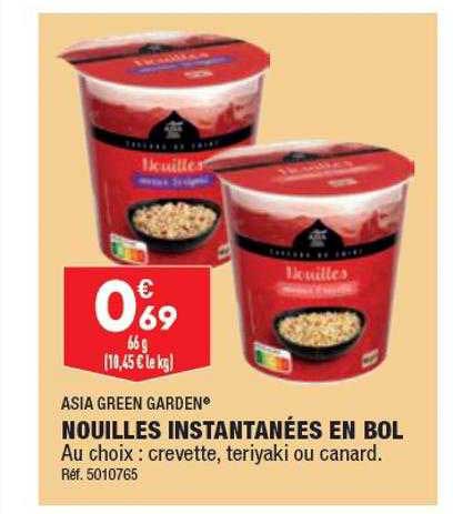 nouilles instantanées en bol asia green garden
