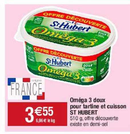 oméga 3 doux pour tartine et cuisson st hubert