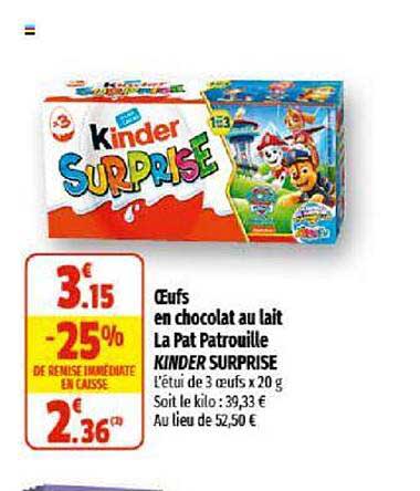 œufs En Chocolat Au Lait La Pat Patrouille Kinder Surprise