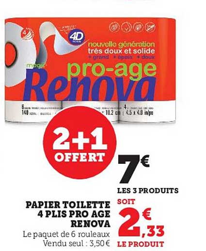 papier toilette 4 plis pro age renova
