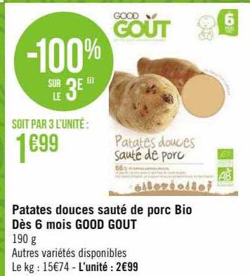 patates douces sauté de porc bio dès 6 mois good goût