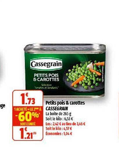 Petit Pois & Carottes Cassegrain 1 Acheté = Le 2èma à -60%