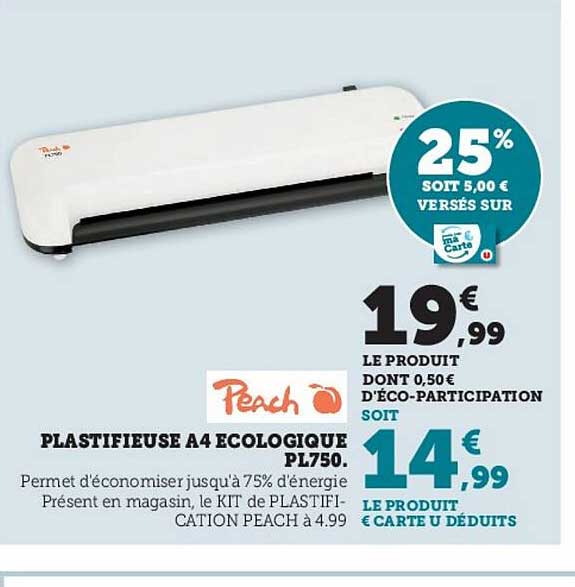 plastifieuse a4 écologique pl750 peach