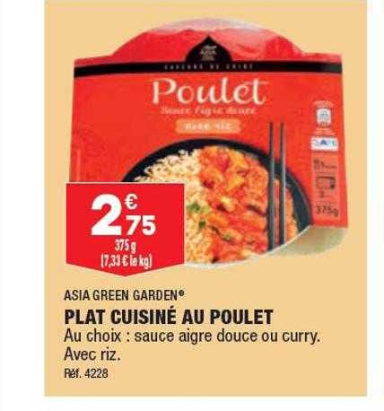plat cuisiné au poulet asia green garden