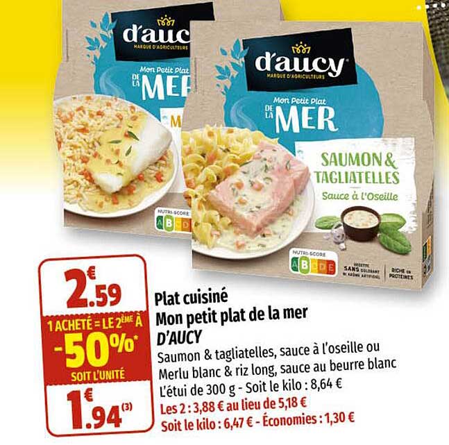 plat cuisiné mon petit plat de la mer d'aucy