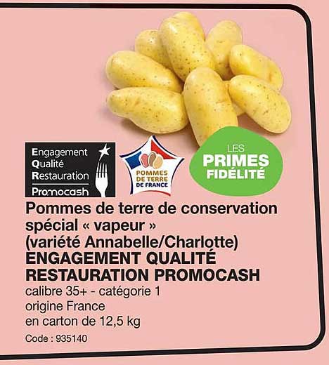 pommes de terre de conservation spécial «vapeur» engagement qualité restauration promocash