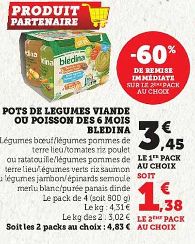 pots de légumes viande ou poisson dès 6 mois blédina