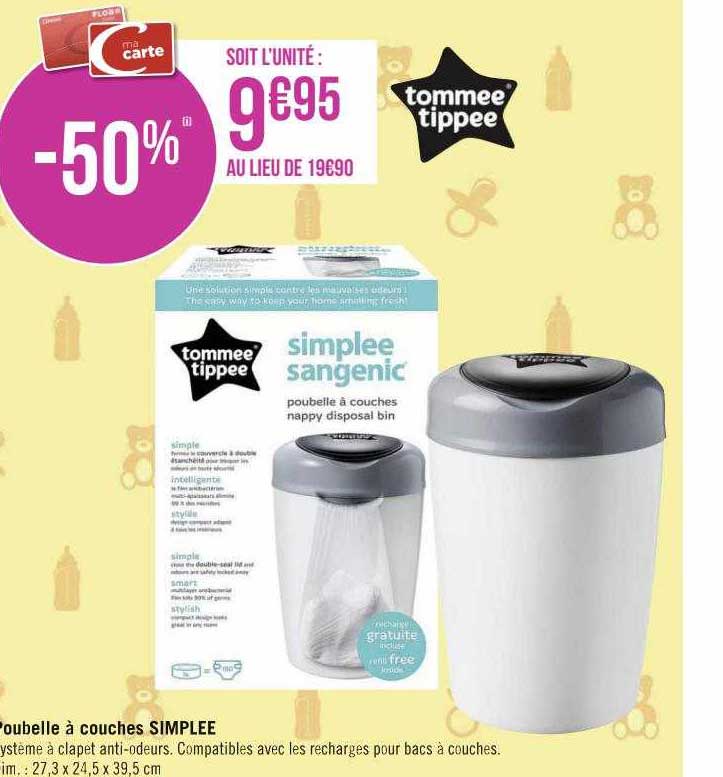 poubelle à couches simplee tommee tippee