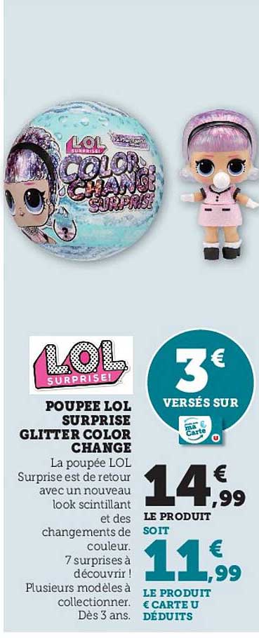 poupée lol surprise glitter color change