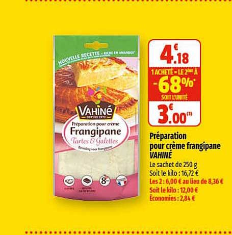préparation pour crème frangipane vahiné