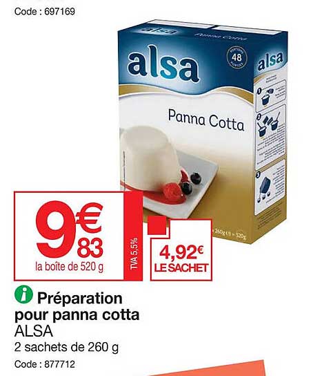 préparation pour panna cotta alsa