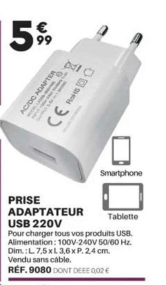 prise adaptateur usb 220v
