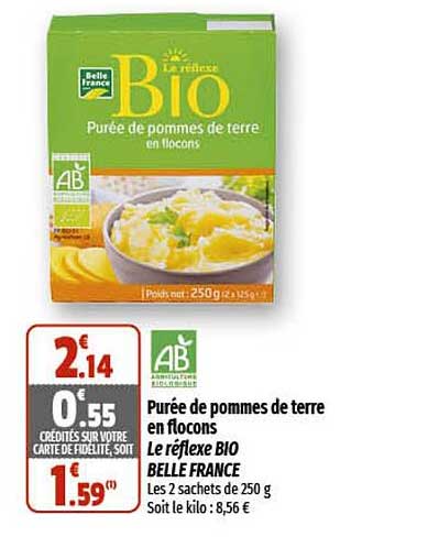 purée de pommes de terre en flocons le réflexe bio belle france