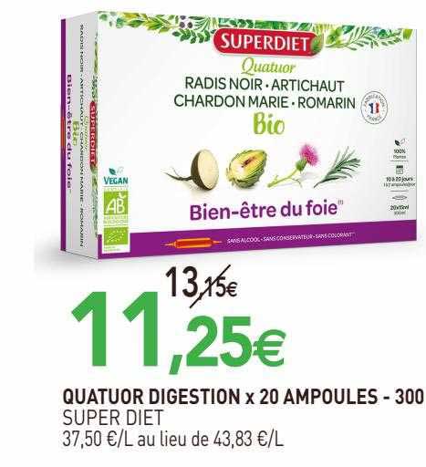quatuor digestion x 20 ampoules 300 super diet