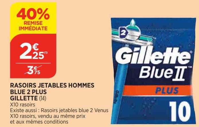Rasoir Jetables Hommes Blue 2 Plus Gillette 40% Remise Immédiate