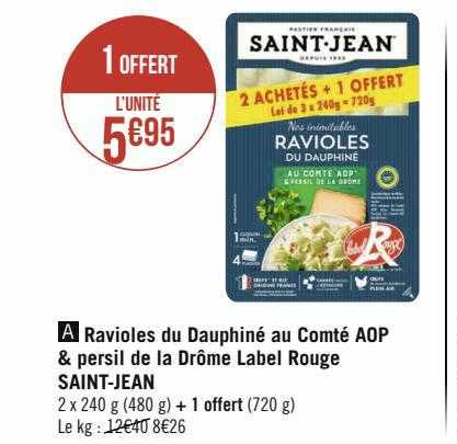 ravioles du dauphiné au comté aop & persil de la  drôme label rouge saint-jean