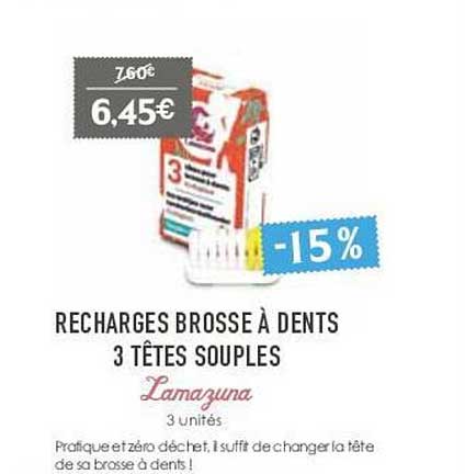 recharges brosse à dents 3 têtes souples lamazuna
