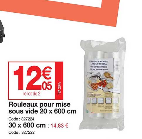 Rouleaux Pour Mise Sous Vide 20 X 600 Cm