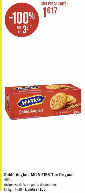 sablé anglais mc vities the original