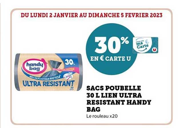 sacs poubelle 30l lien ultra résistant handy bag