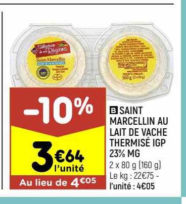 saint marcellin au lait de vache thermisé igp 23% mg