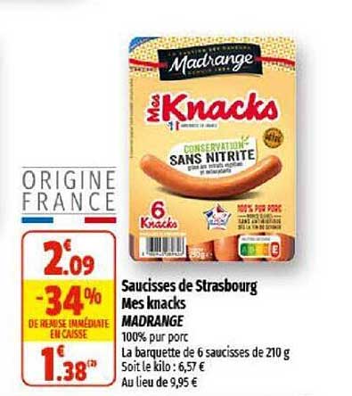 saucisses de strasbourg mes knacks madrange