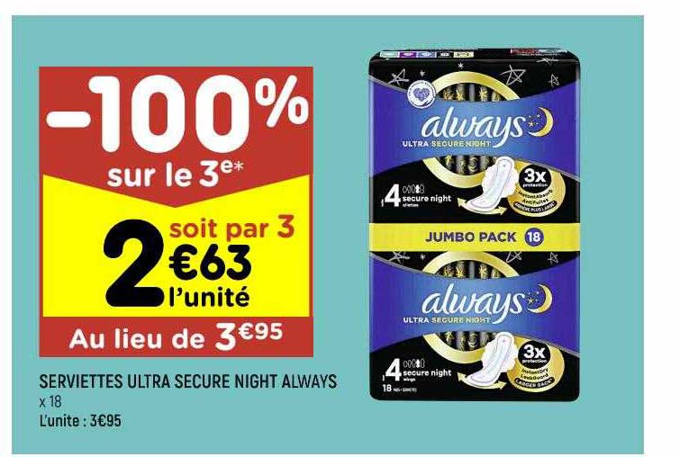 serviettes ultra secure night always