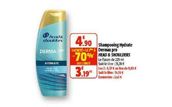 Shampooing Hydrate Dermax Pro Head & Shoulders 1 Acheté = Le 2ème à -70%