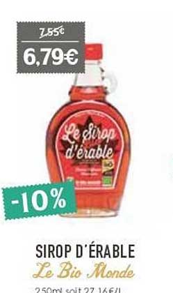 sirop d'érable le bio monde