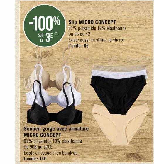 slip micro concept, soutien gorge avec armature micro concept