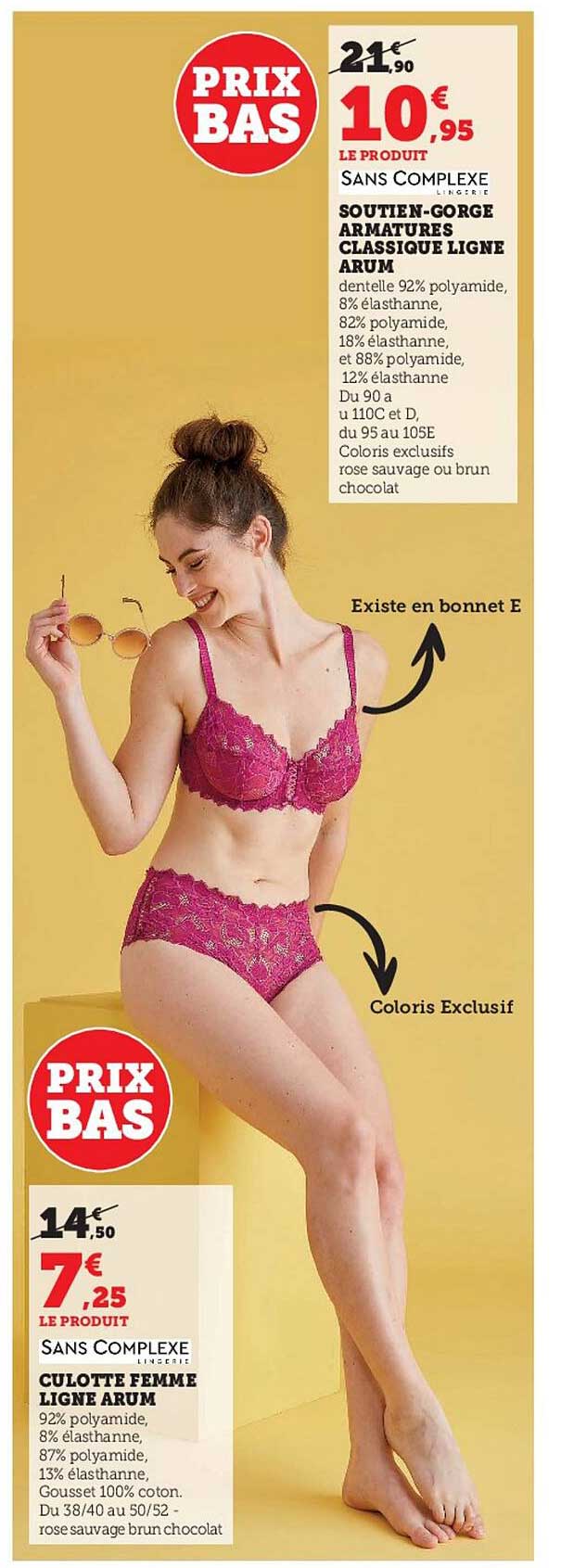 soutien-gorge armatures classique ligne arum, culotte femme ligne arum