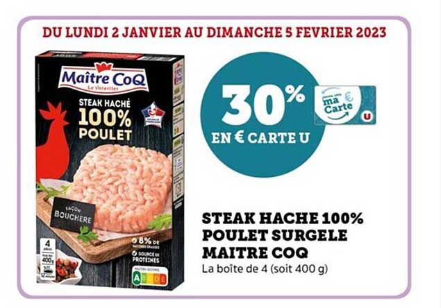 Steak Haché 100% Poulet Surgelé Maître Coq